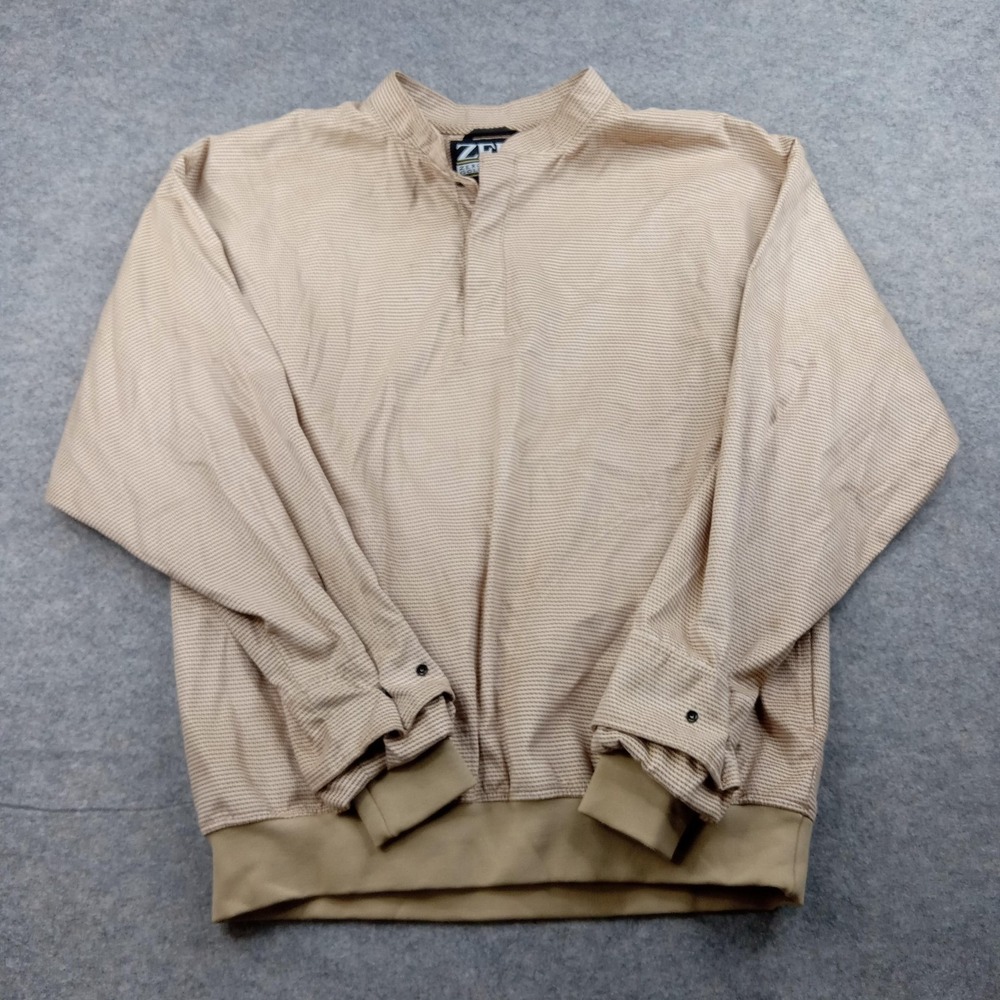 Vintage Zero Restriction Jacket‎ Mens Medium Tan Golf Windbreaker Pullover 90s